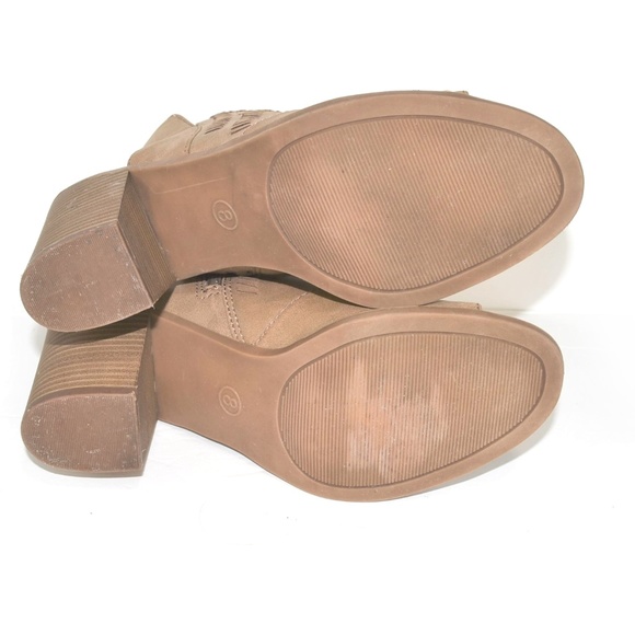 Edwina Fashion Boots Block Heel Open Toe Taupe 8 - Picture 5 of 8